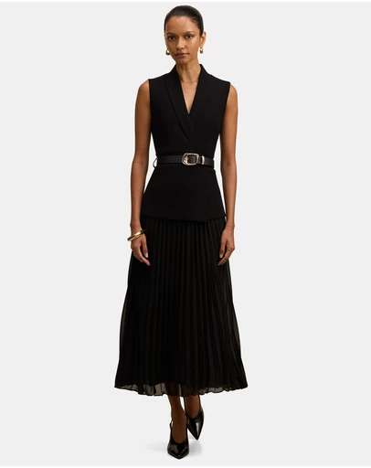 Forever New Petite - Bianca Petite Woven Mix Knitted Dress