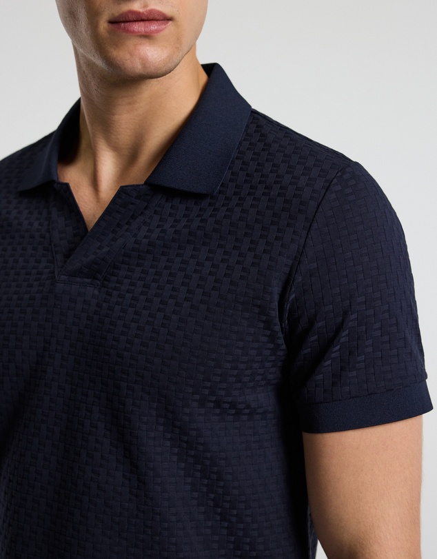 Calibre - Textured Open Neck Polo Navy