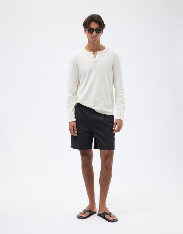 AERE - Leon Pleated Linen Blend Shorts