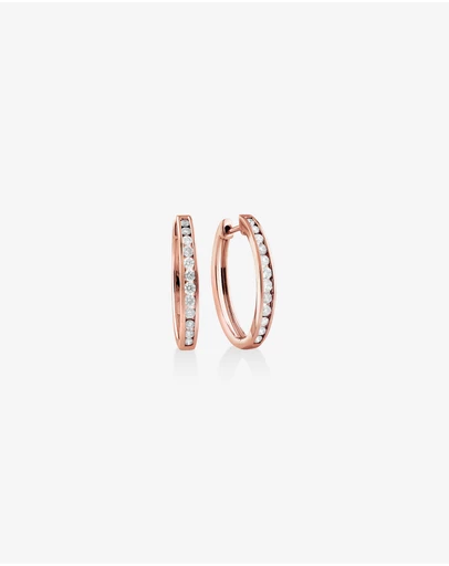Michael Hill - Huggie Earrings with 0.50 Carat TW of Diamonds in 10kt Rose Gold