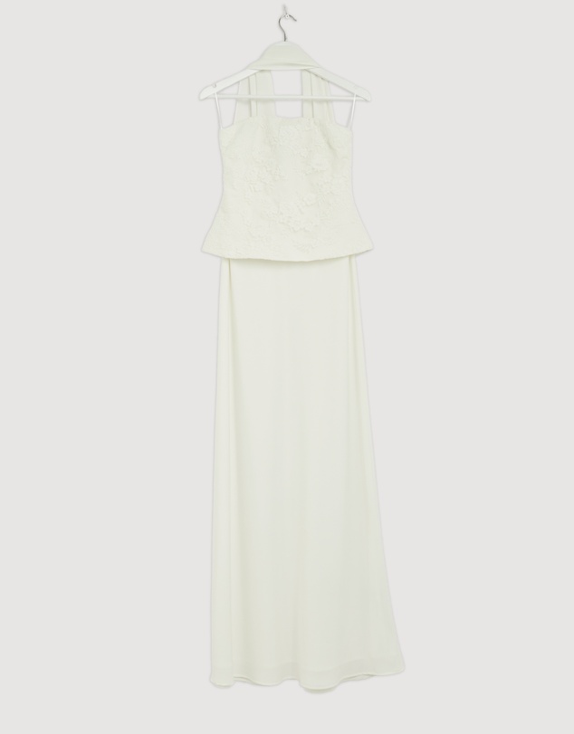 Revibe - Repaired CHANCERY Renn Strapless Lace And Satin Maxi Dress with Scarf - AU 10