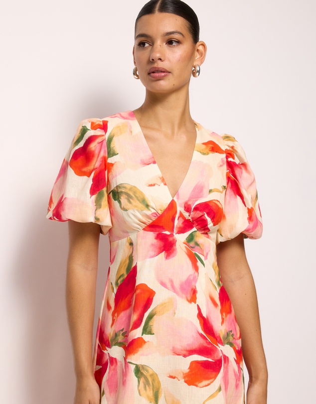 AERE - Tessa Linen Midi Dress