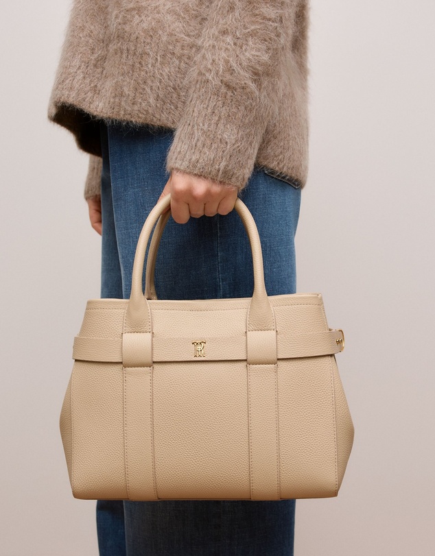 Trenery - Kalin Leather Small Tote in Tahini