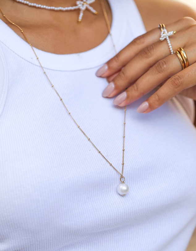 Elli Jewelry - Baroque Pearl Pendant Necklace in Gold-Plated 925 Silver