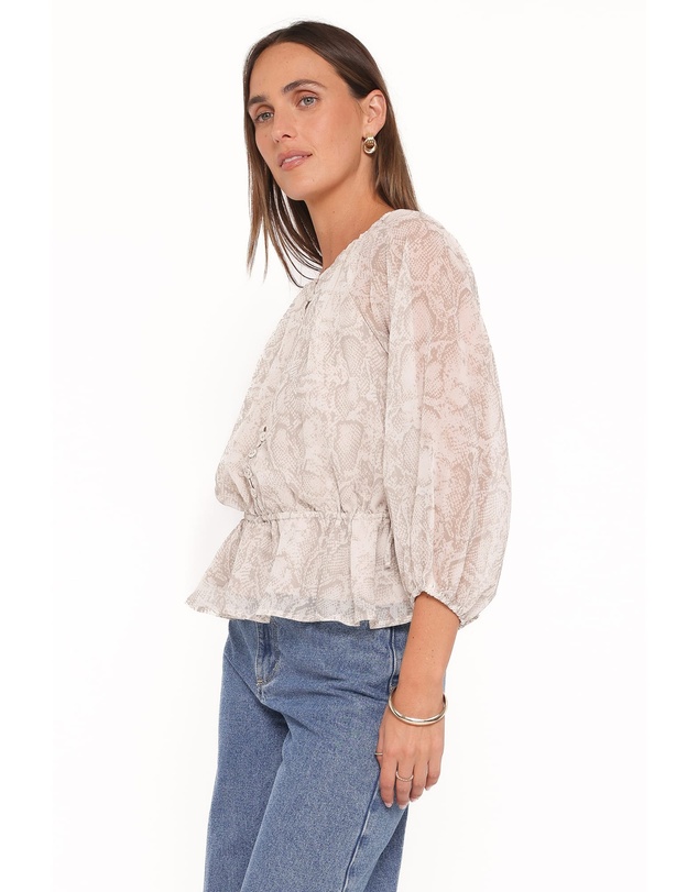 Petal & Pup - Ethelinda Drawcord Waist Top - Snake Print