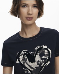 Desigual - Newspaper heart T-shirt