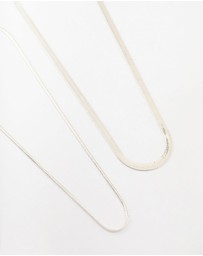Lovisa - Silver Plated Herringbone Chain Necklaces 2-Pack