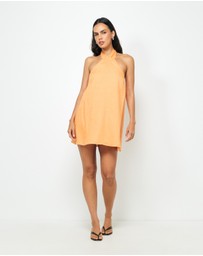 AERE - Kyla Tie Back Linen Mini Dress