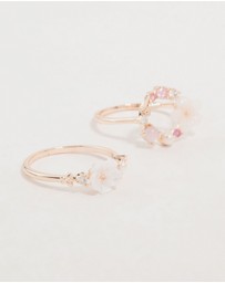 Lovisa - Rose Gold Flower & Circle Cubic Zirconia Rings 2-Pack
