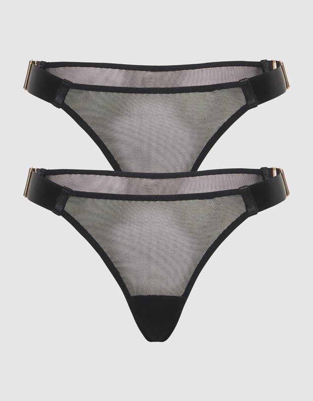 Sotto Brand - Sotto Two Pack Preferita Mesh Panty Black
