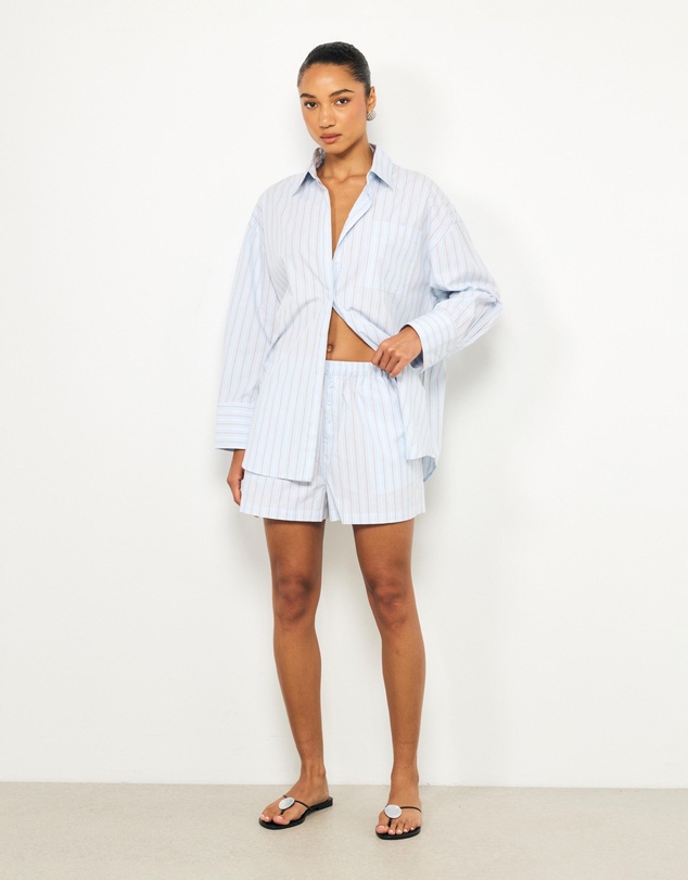 AERE - Billie Striped Cotton Shorts