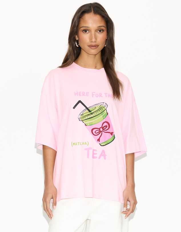 Dazie - Here For The Tea Oversized Graphic Tee
