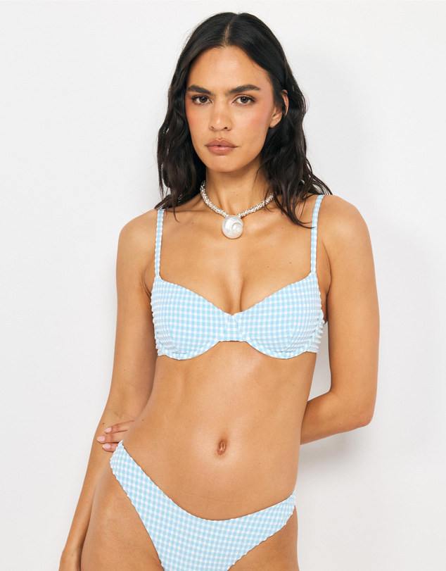 AERE - Sienna Gingham Balconette Bikini Top