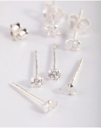 Lovisa - Sterling Silver Cubic Zirconia Stud Earring Pack