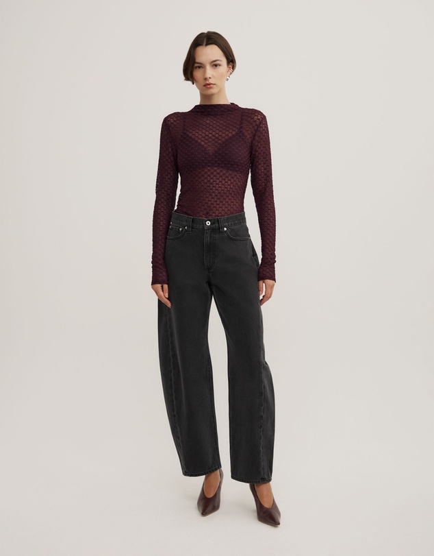 Witchery - Textured Mesh Long Sleeve Top