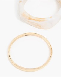 Lovisa - Gold & White Acrylic Bangles 3-Pack