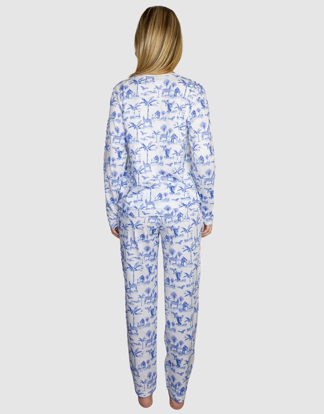 Sant And Abel - Women's Skydog Toile Blue Jersey Long PJ Set
