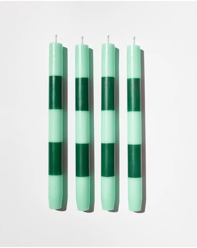 Fazeek - Striped Candle in Jade & Green
