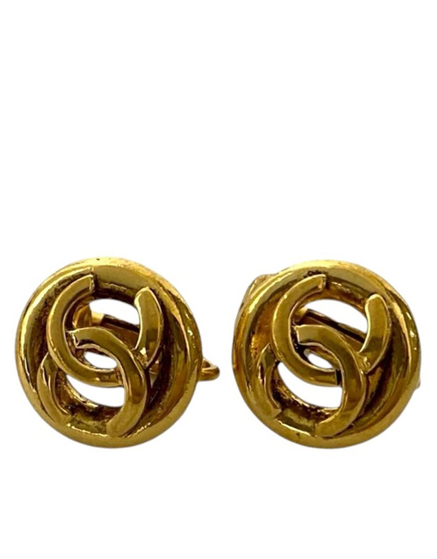 Pre-Loved by Azura Reborn - Pre-Loved CC Gold Plated Round Clip On Earrings