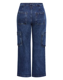 City Chic - Plus size Harley Fit Oaklyn Cargo Short Wide Leg Jean - dark wash