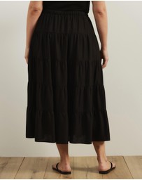 Atmos&Here Curvy - Elenora Linen Blend Tier Maxi Skirt