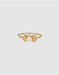Elli Jewelry - Ring Geo Vintage with zirconia in 925 sterling silver gold plated