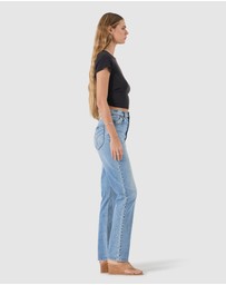 Rolla's - Loulou Straight Jean Long - Lennon Blue