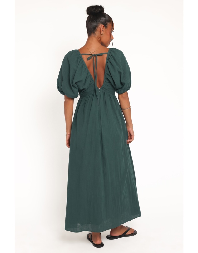 Petal & Pup - Sullivan Puff Sleeve Maxi Dress - Forest Green