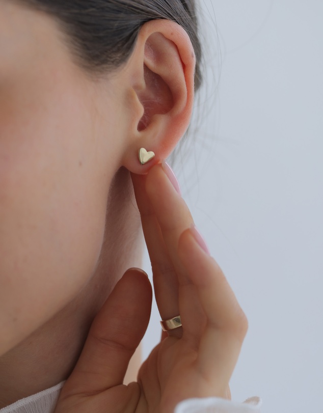 Elli Jewelry - Playful Heart Stud Earrings in Gold-Plated 925 Silver
