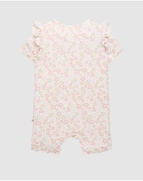 Kynd Baby - Day Or Night Short Sleeve Frill Onesie in Spring Blossom