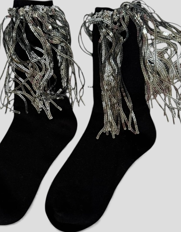 High Heel Jungle - Bowie Cotton Socks With Glitter Fringe
