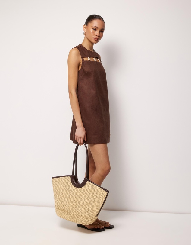 AERE - Haven Linen Beaded Mini Dress