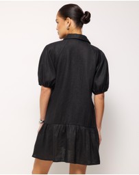 AERE - Joia Linen Puff Sleeve Mini Dress