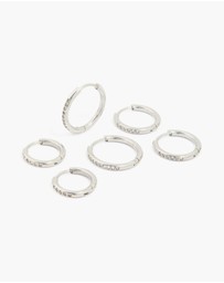 Lovisa - Waterproof Stainless Steel Cubic Zirconia Clicker Hoop Earring Pack
