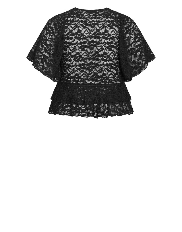 City Chic - Plus size Lily Lace Top - black