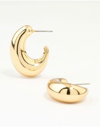 Lovisa - Gold Plated Brass Elongated Chunky Hoop Earrings