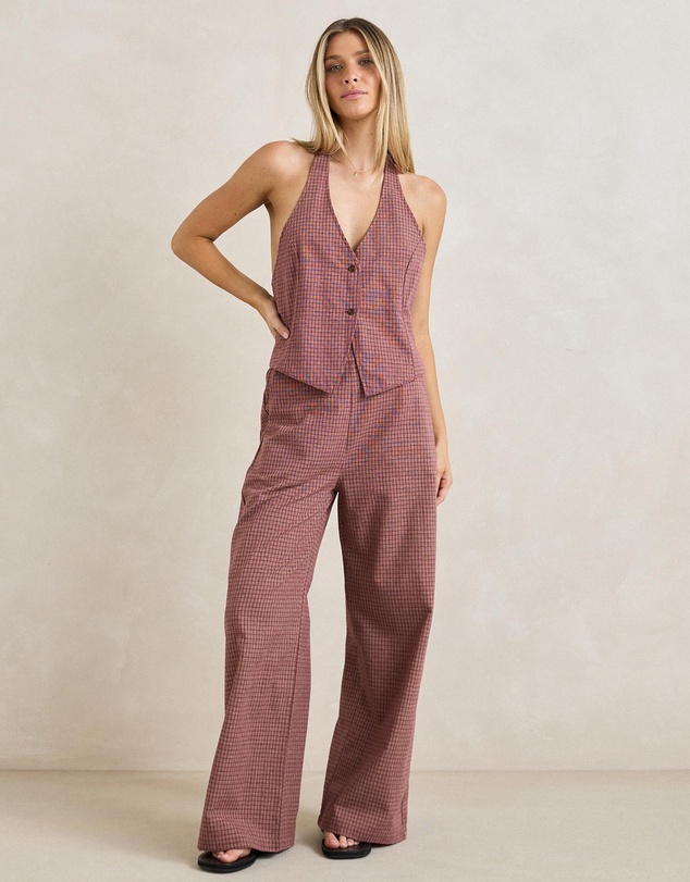 Rhythm - Lucy Check Wide Leg Pants