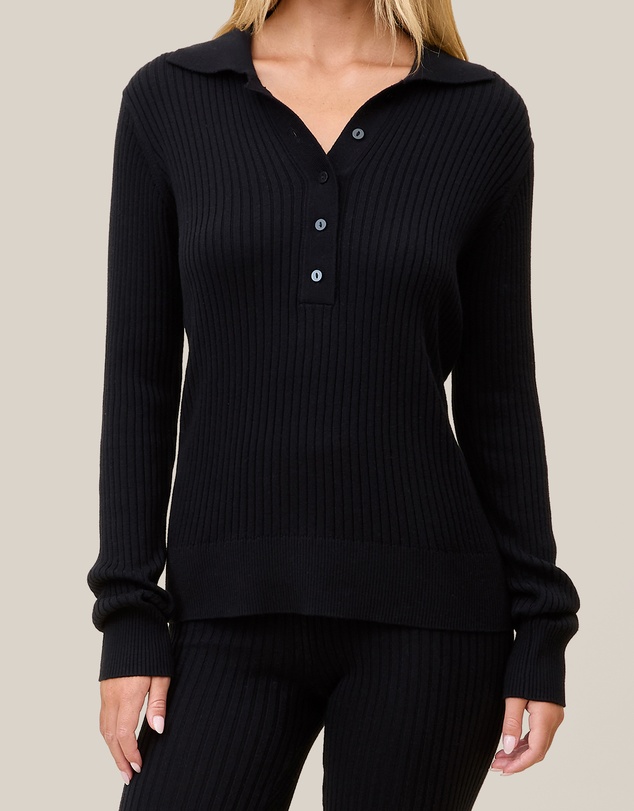 Papinelle - Colette Cosy Cotton Silk Rib Long Sleeve Top