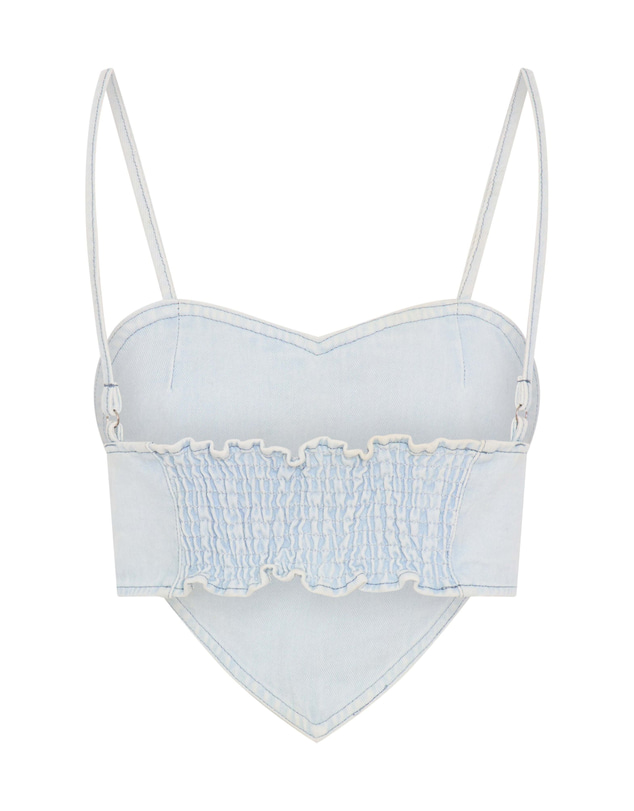 ONE TEASPOON - Denim Heart Backless Crop Top - Le Surf Blue