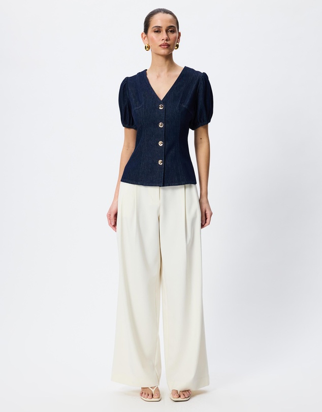 Tussah - Margot Chambray Puff Sleeve Blouse