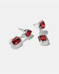 THOMAS SABO - THOMAS SABO Stud Earrings with Red Octagon Stones Silver