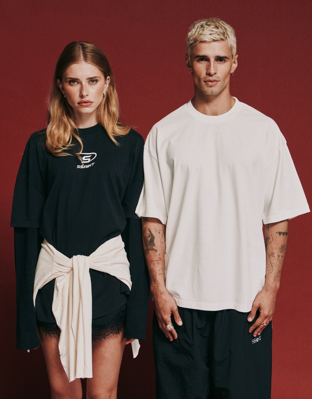 SSAINT - Round One Layered Tee - Vintage Washed Black
