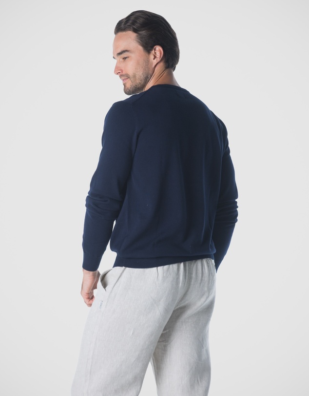 Coast Clothing - V-Neck Cotton Jumper - Navy