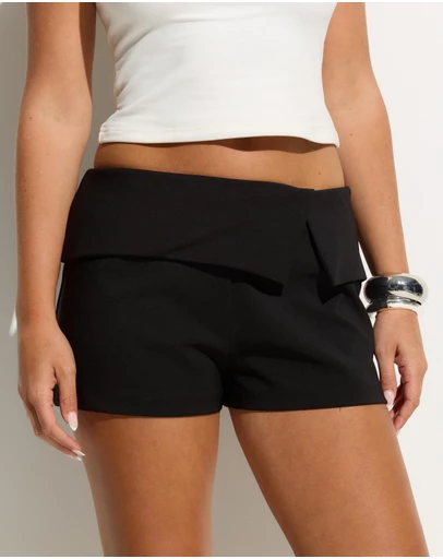 Dazie - Samira Asymmetric Foldover Micro Shorts