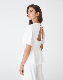 Forcast - Jade Linen Peplum Top