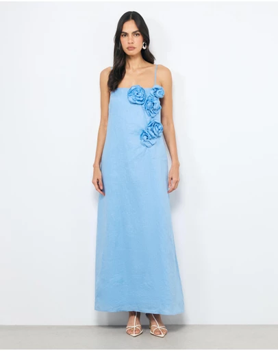 AERE - Mika Placement Flower Maxi Dress