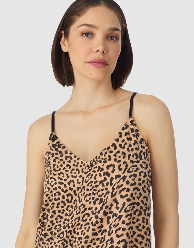 DKNY - Animal Print Short Satin Chemise Nightgown