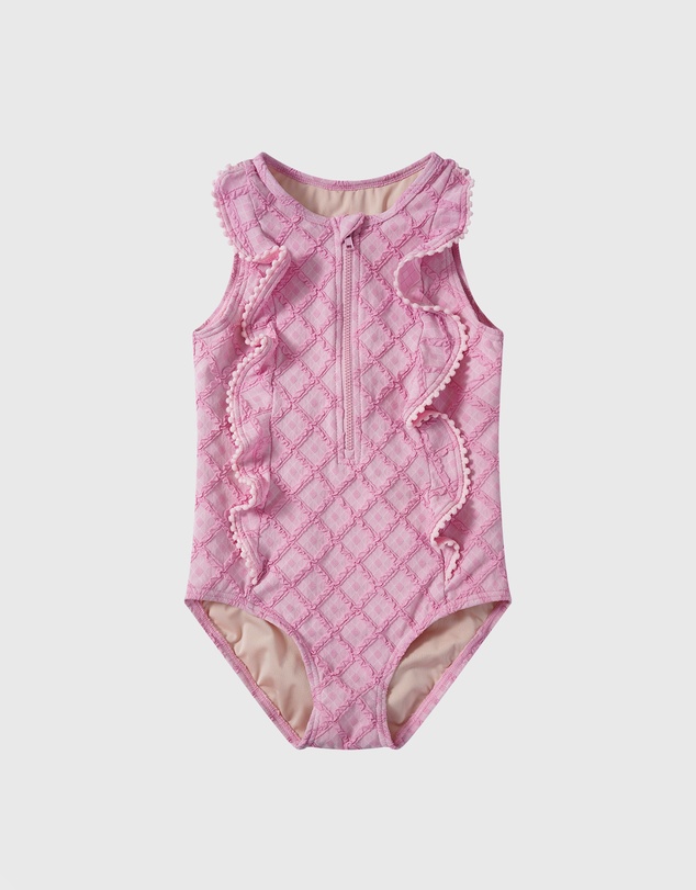 Aqua Blu Kids - Stepping Stones Pink Cap Sleeve Frill One Piece - Kids