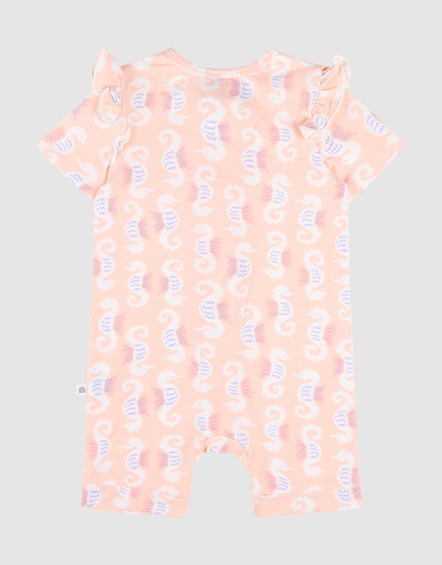 Kynd Baby - Frill Short Sleeve Onesie in Seahorse