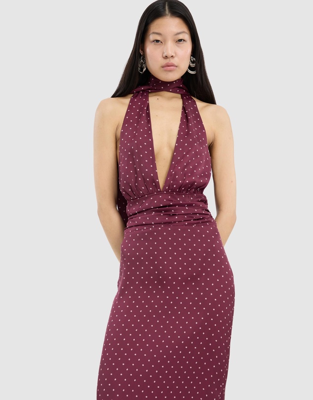 ROTATE - Dot Halterneck Scarf Dress